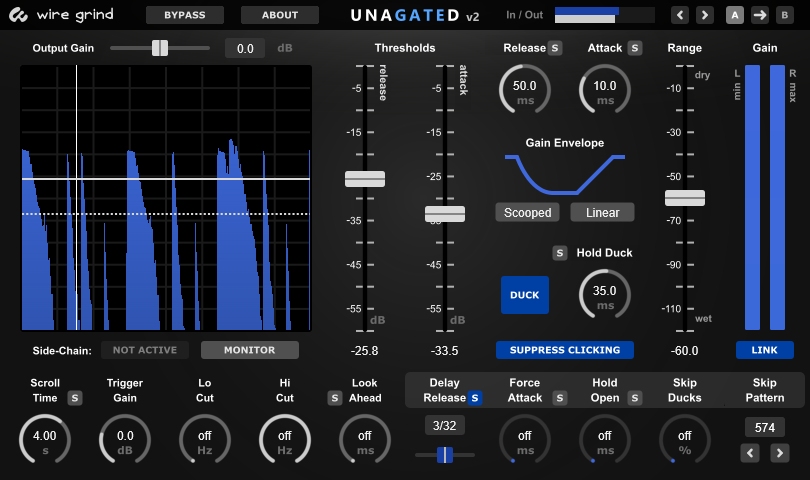 Unagated 2 user interface: ducking layout